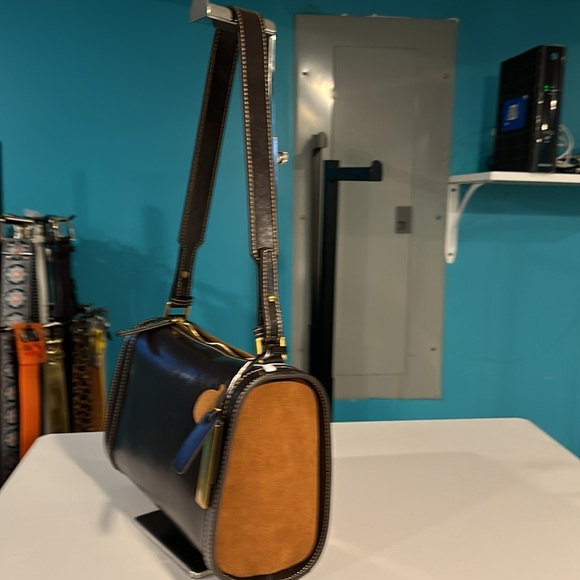 Chocolate and rust suede handbag, shoulder or handheld - Picture 4 of 10